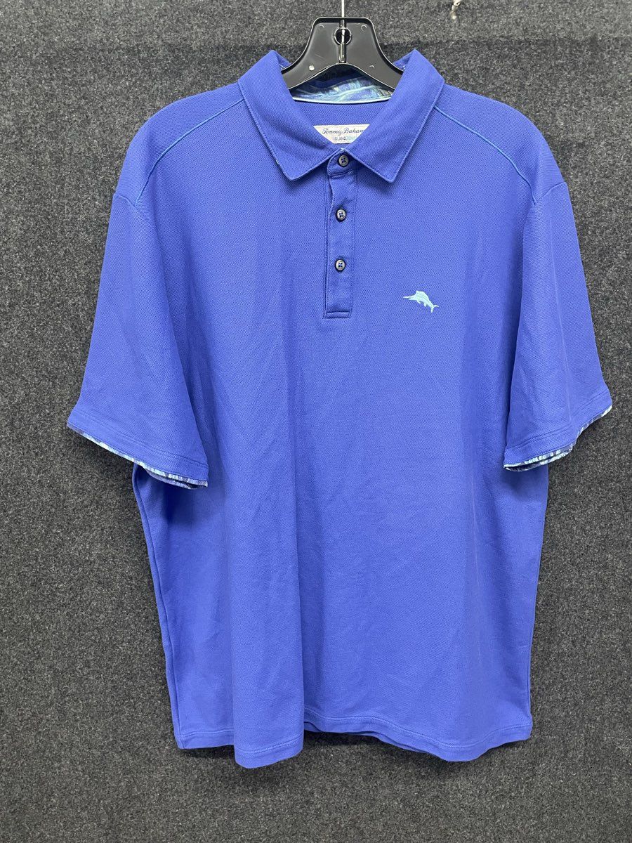 Tommy Bahama Men's Polo Shirt Blue IslandZone Supima Cotton Sz L