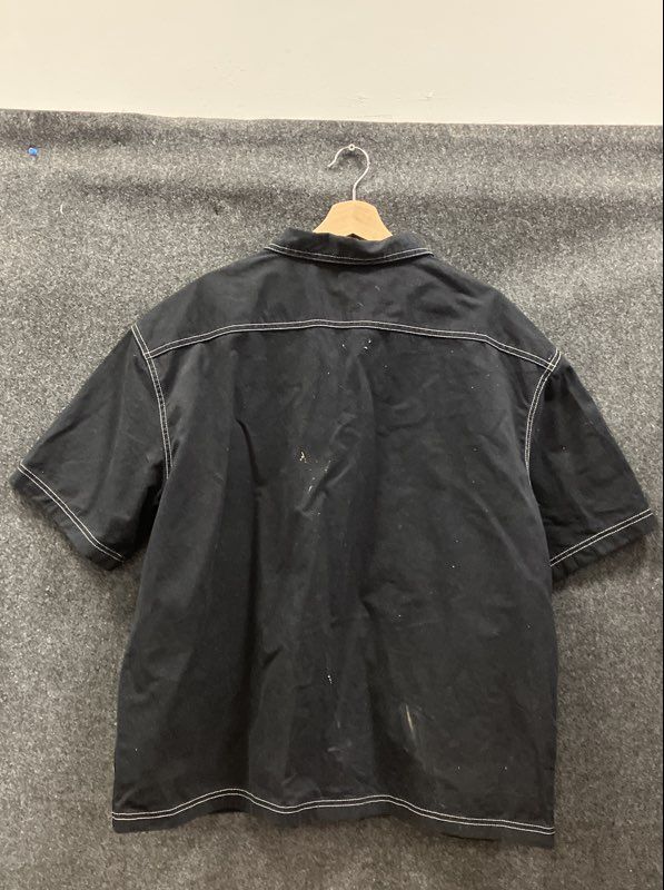 Old Navy Men's Black Moto Short Sleeve Zip Front Work Shirt Size XL