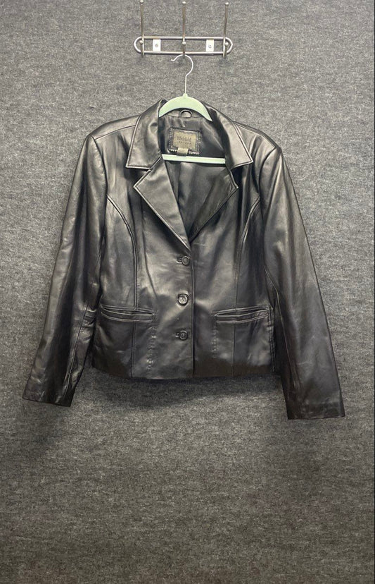 Vintage Y2K Uniform John Paul Richard Women Black Lambskin Leather Jacket Sz 16