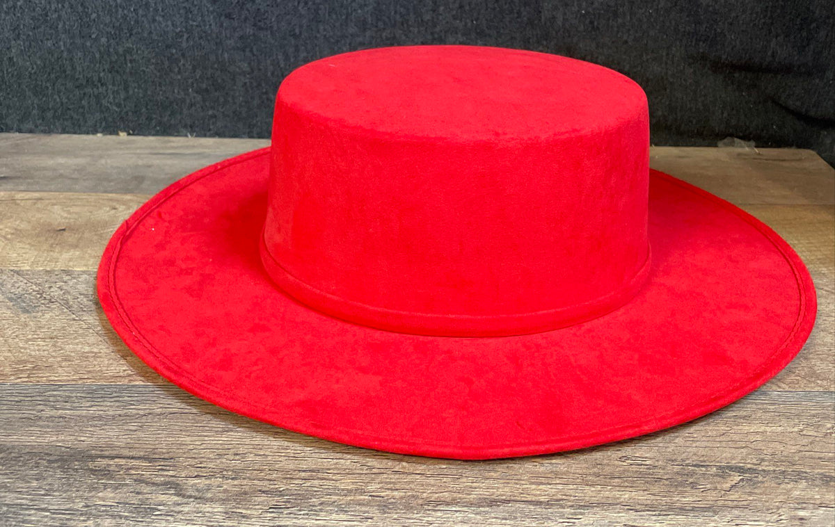 LF Collection Unisex Red Wide Brim Felt Bolero Hat Made in Mexico XL