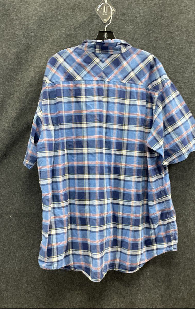 Red Head Men's Blue Plaid Cotton Short Sleeve Button Up Shirt Size 2XL