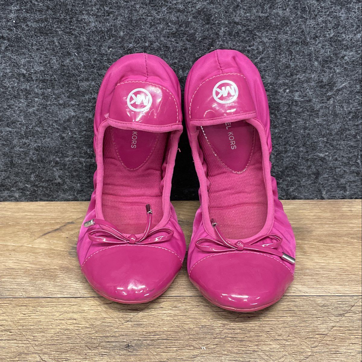 Michael Michael Kors Hot Pink Patent Toe Bow Ballet Flats Women's Size 8M