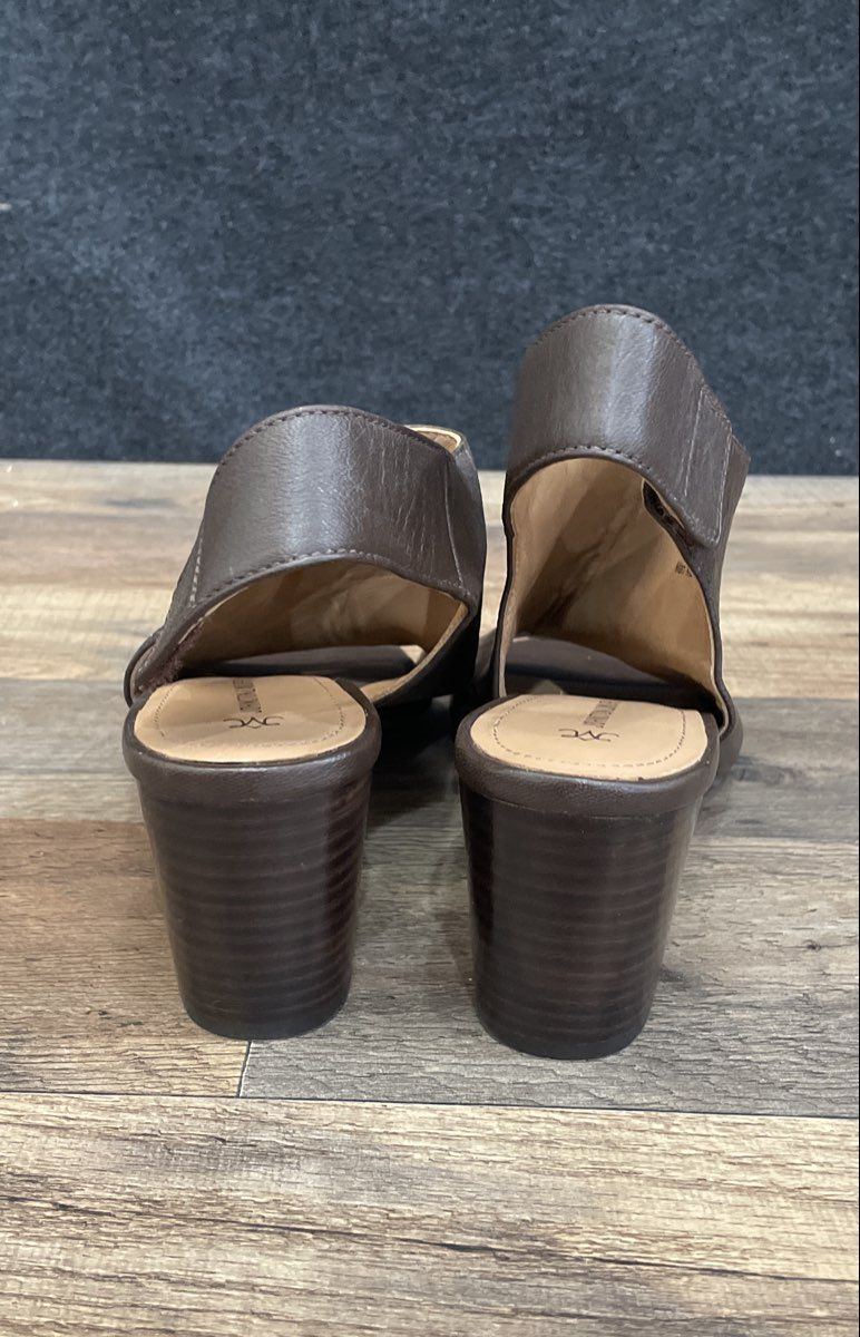 Johnston & Murphy Evelyn Brown Leather Asymmetric Slingback Sandals Size 8M