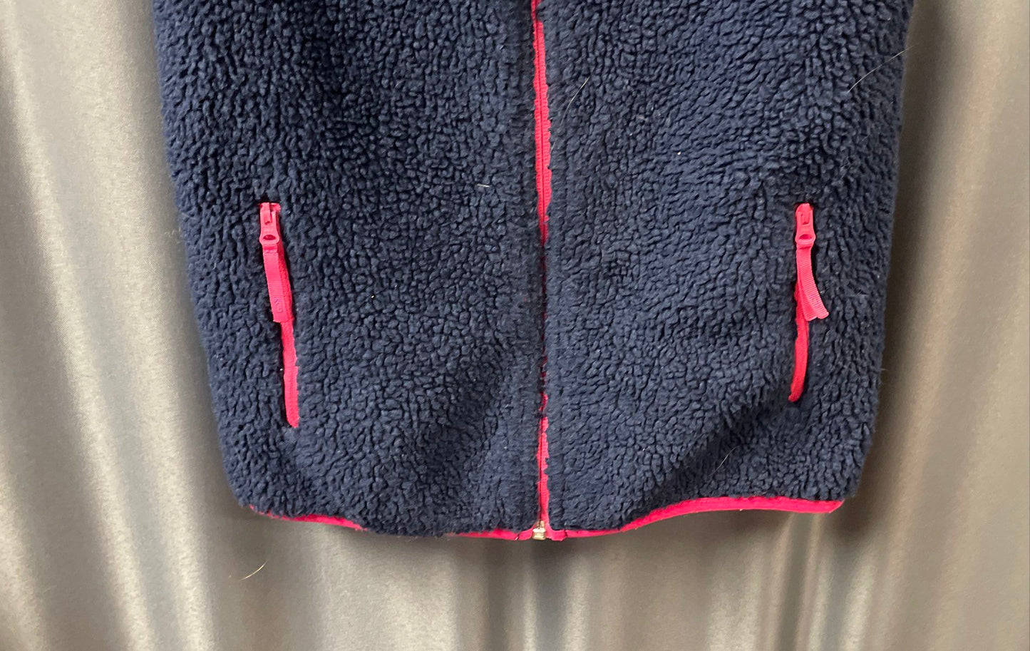 Vineyard Vines Kids Blue Sherpa Pink Plaid Reversible Full Zip Vest Sz S