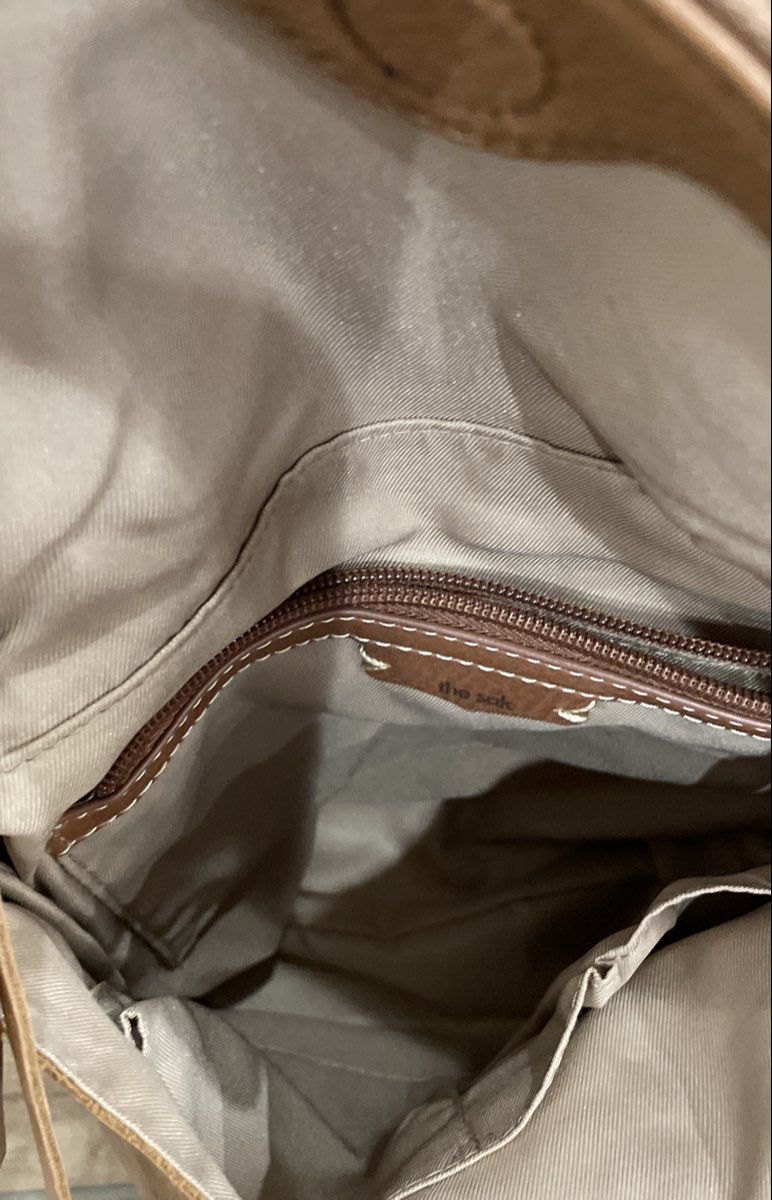 The Sak Tan Floral Embossed Leather Silverlake Flap Crossbody Bag Studded