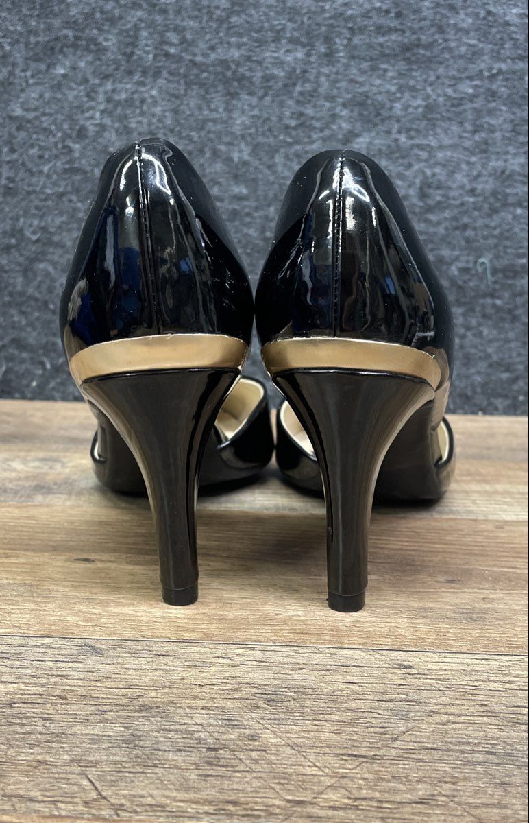 Adrienne Vittadini Black Patent D'Orsay Pointed Toe Heels Size 8