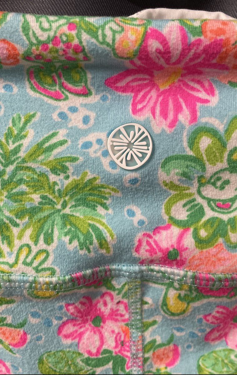 Lilly Pulitzer Women's Leggings Blue Tropical Mickey Floral Sz M