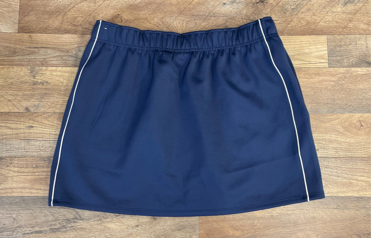 Nike Women's Navy Blue Active Golf Tennis Skirt White Trim Pockets Sz L