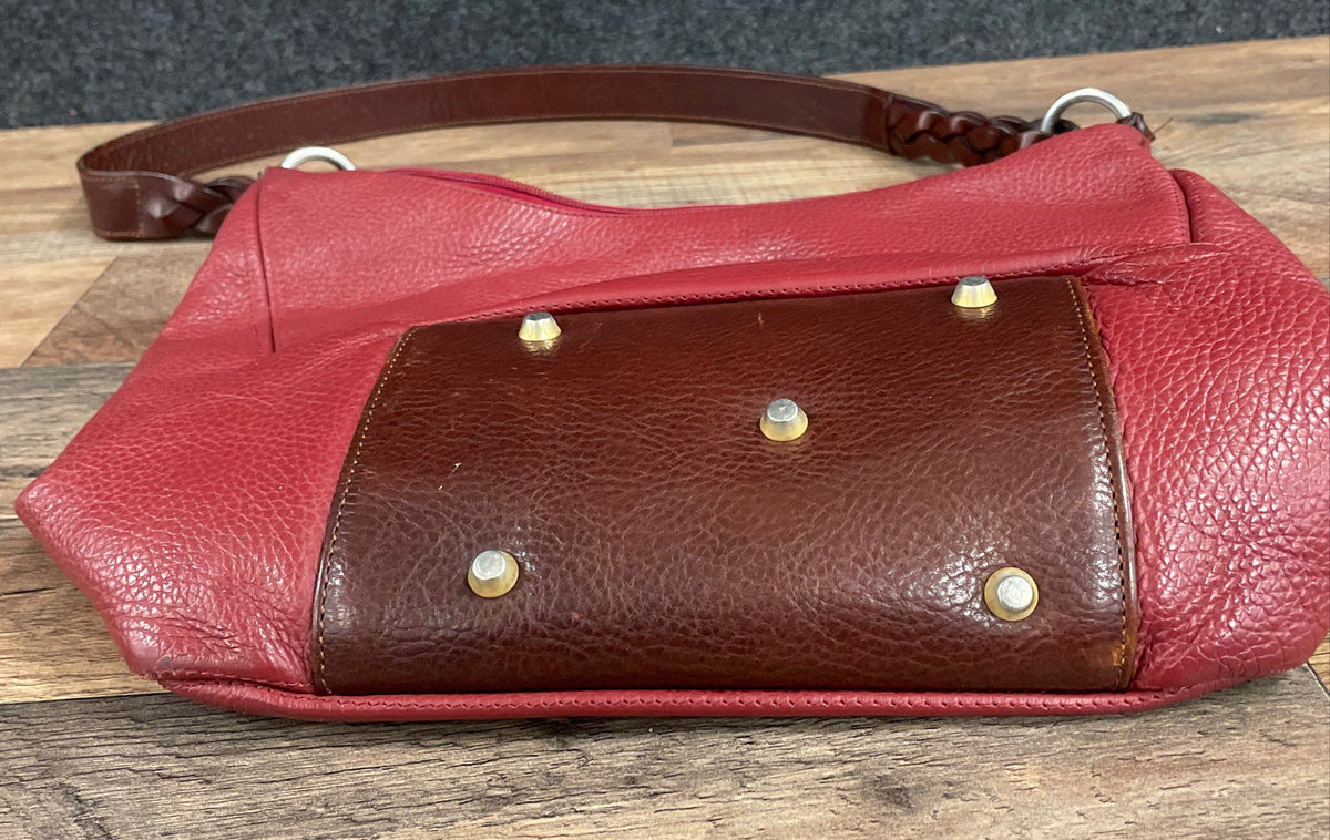 Vintage Valentina Red Pebbled Leather Hobo Shoulder Bag Made in Italy