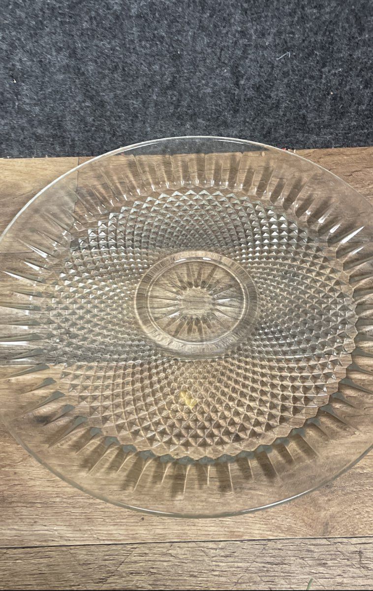 Vintage Luminarc Cavalier 2 Pc Snack Set 13" Platter & Bowl Pressed Glass