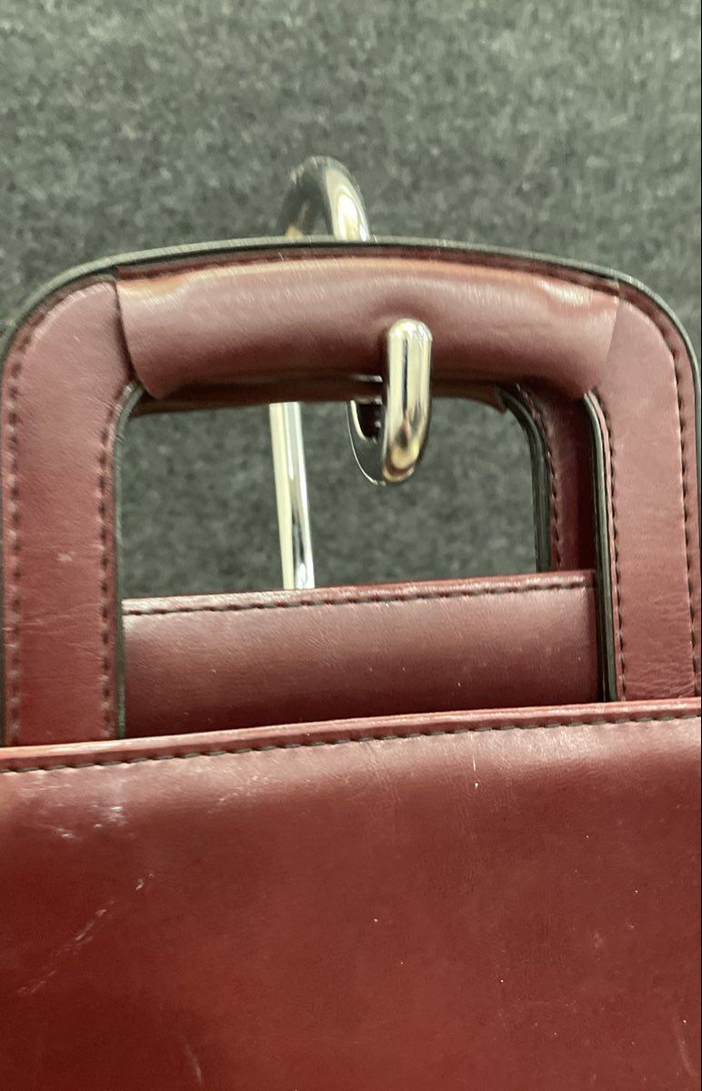 Vintage Style Mauve Burgundy Faux Leather Briefcase Laptop Case Bag 19in