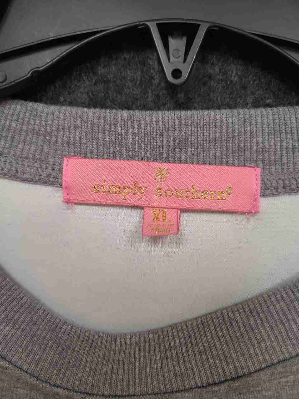Simply Southern Women's Gray Sequin Classy Until The Game Starts Sweatshirt XL