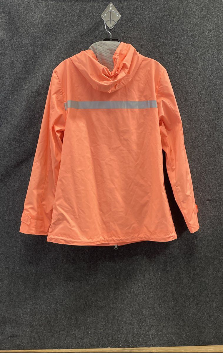 Charles River Apparel Women's Rain Jacket Salmon Hooded Reflective Sz S