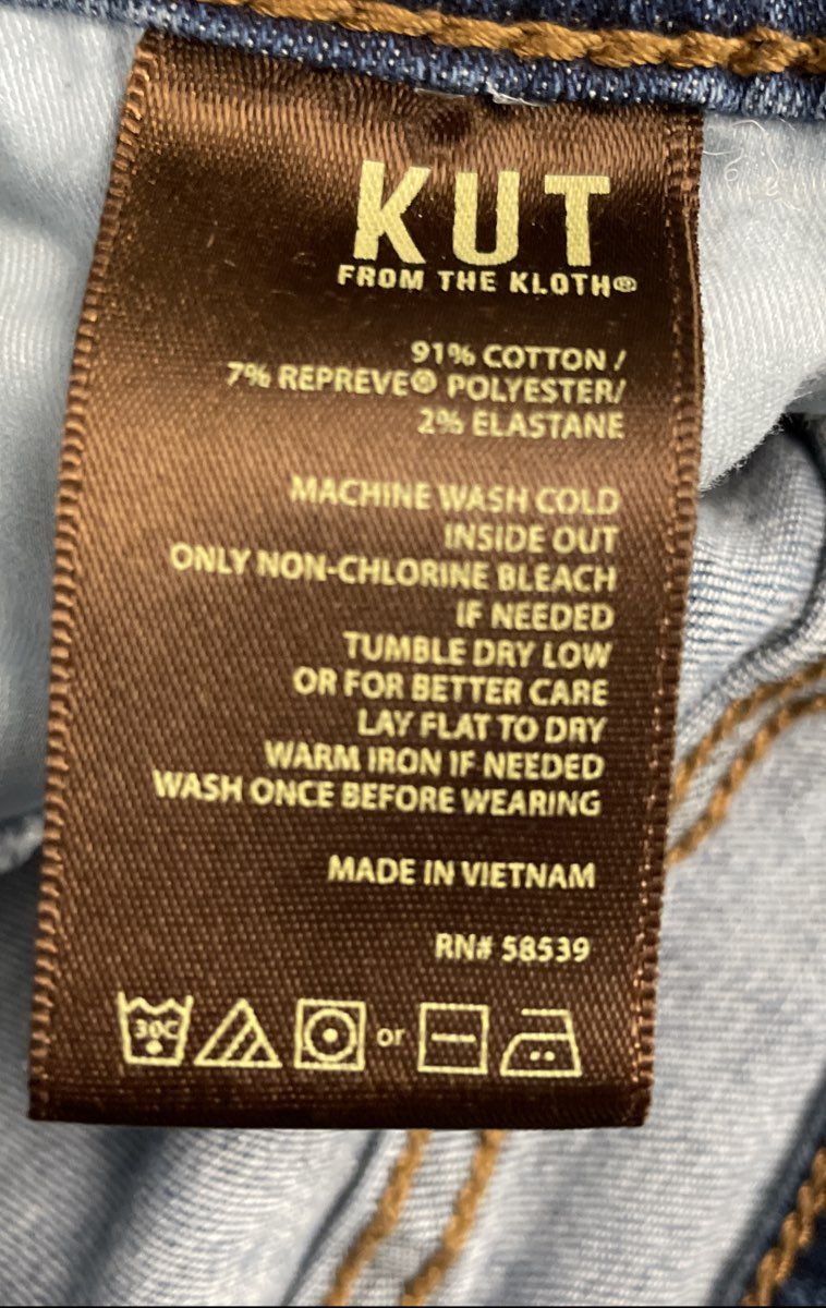 KUT from the Kloth Women's Blue Distressed Skinny Jeans Raw Hem Size 16