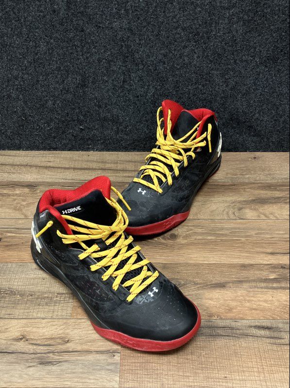 Under Armour Clutchfit Drive 2 Black Red Yellow Basketball Shoes Men's Size 10