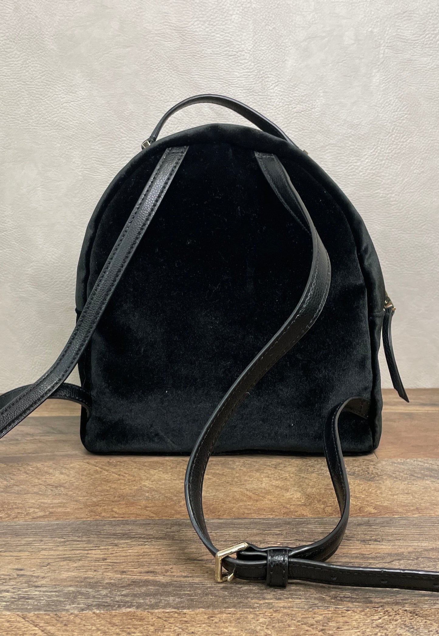 Kate Spade New York Black Dawn Place Velvet Sammi Backpack Gold Hardware