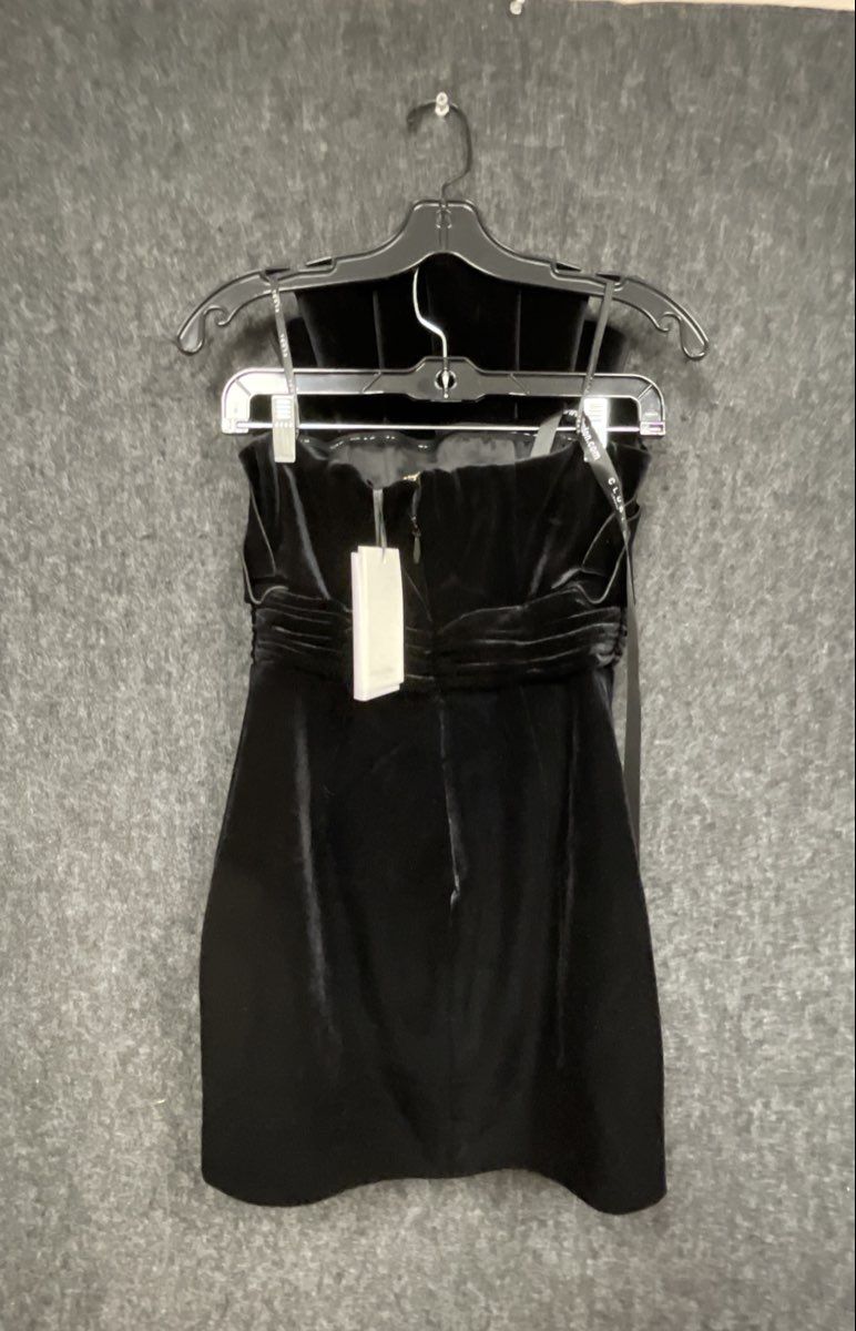 Club L London Women's Black Strapless Velvet Pleated Mini Dress Sz 4 NWT