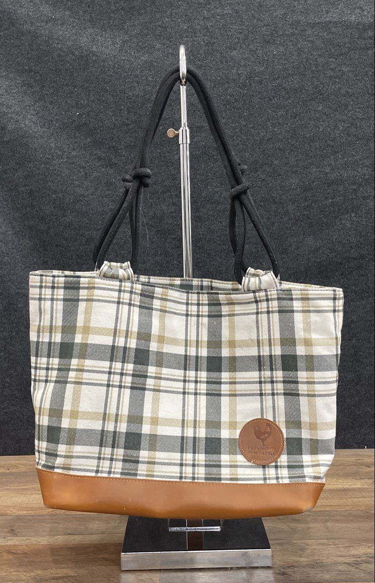 Farmhouse Is My Style White Plaid The Classic Farmhouse Bag Tote Knotted Handle