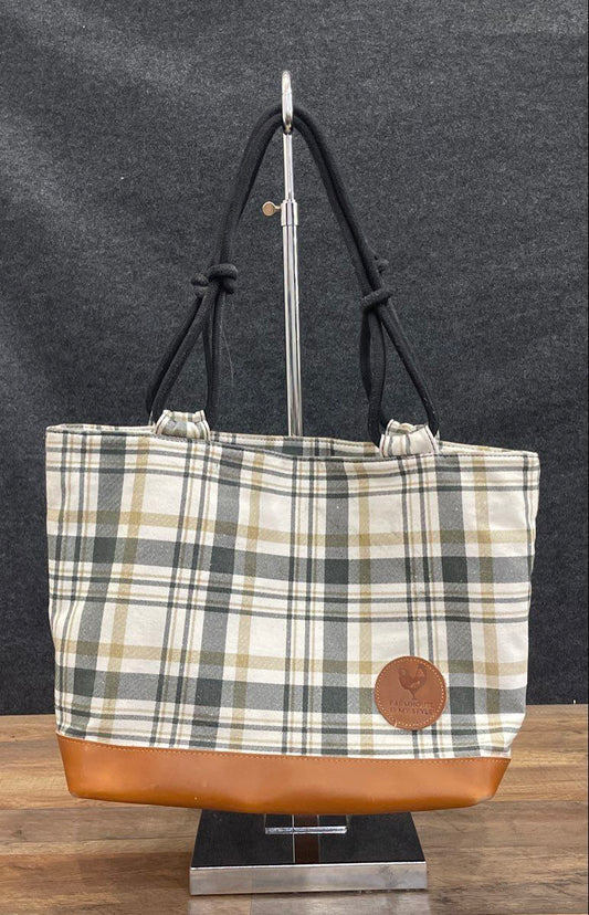 Farmhouse Is My Style White Plaid The Classic Farmhouse Bag Tote Knotted Handle