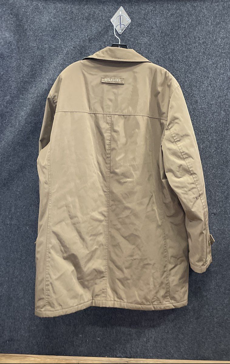 Tommy Hilfiger Men's Khaki Brown Button Car Coat Jacket Quilted Plaid Size XL