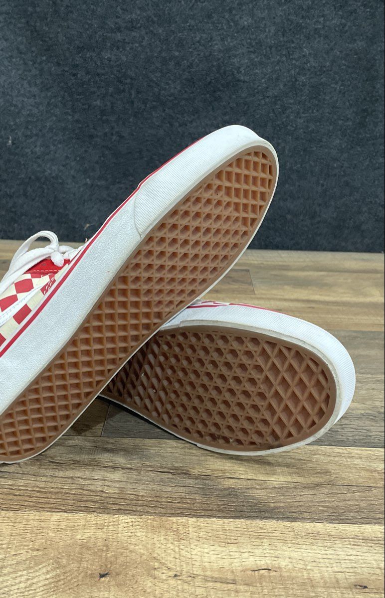 Vans Old Skool Checkerboard Racing Red White Sneakers Size Men 8 Women 9.5