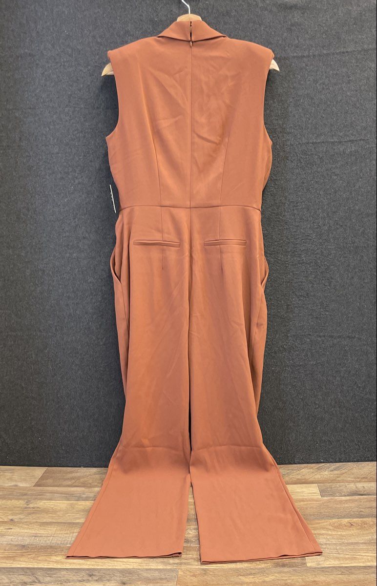 Express Women's Jumpsuit Rust Notched Lapel Wide Leg Sleeveless NWT Sz 10