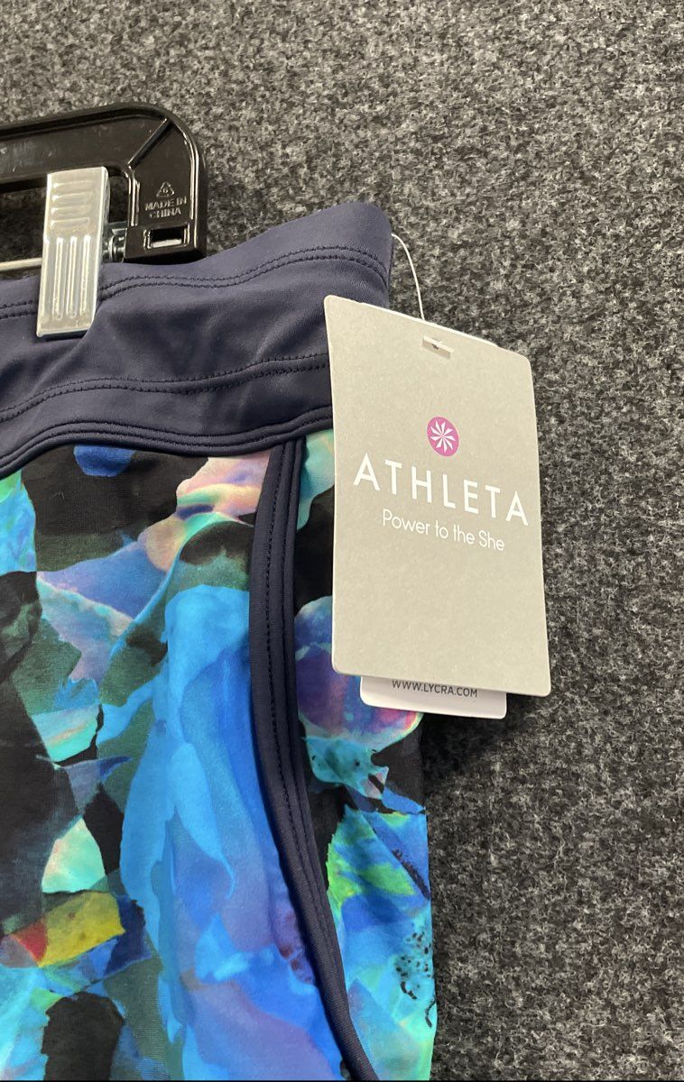 Athleta Women's Blue Mystique Kata Short Floral Abstract Swim Board Shorts XL