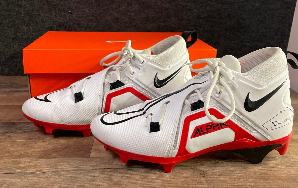 Nike Alpha Menace Pro 3 White Black University Red Football Cleats Size 8