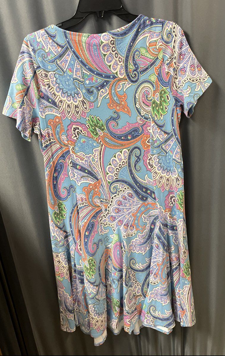 Lauren Ralph Lauren Women's Blue Paisley Print Short Sleeve Dress Sz 1X