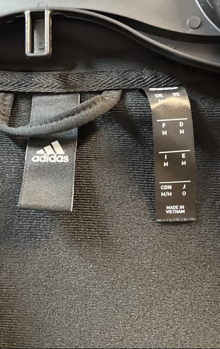 Adidas Men's Black Full Zip 3-Stripe Essentials Track Jacket Size M