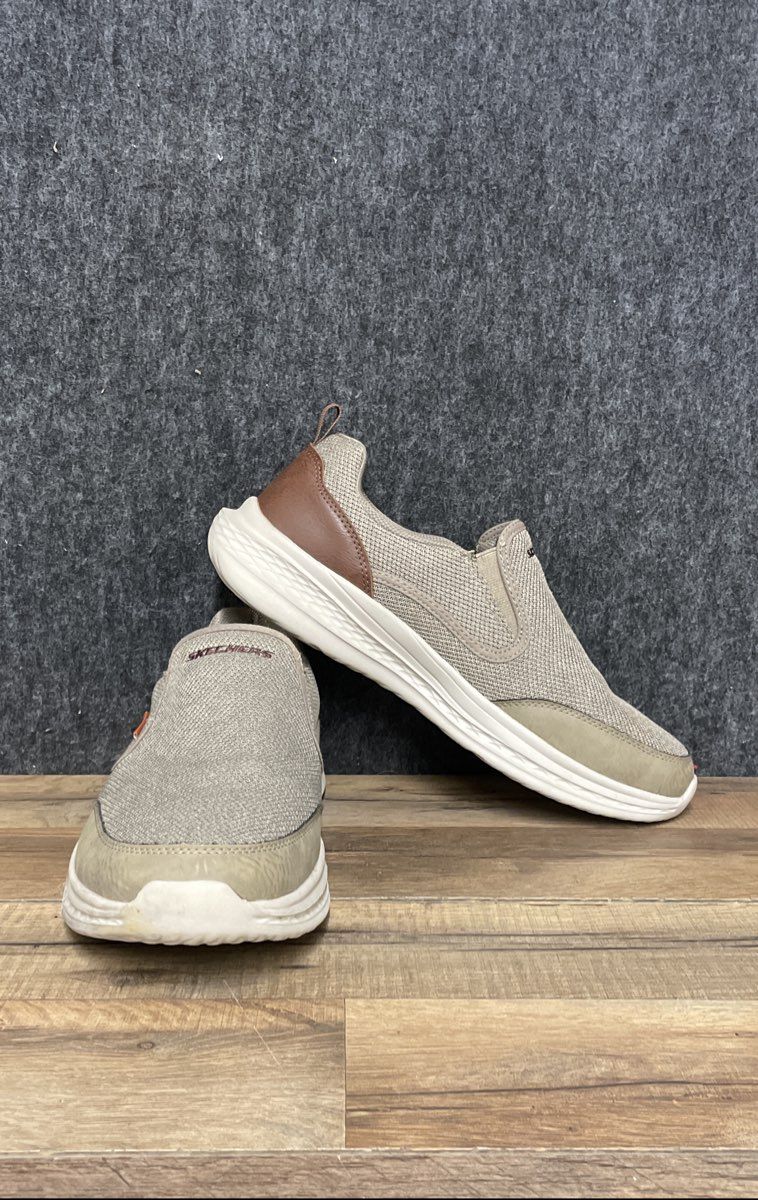 Skechers Relaxed Fit Slade Lucan Khaki Tan Slip-on Sneakers Men's Size 10 WW