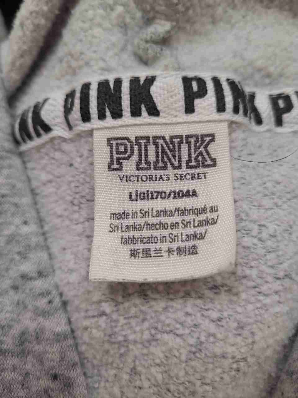 Victoria's Secret PINK Women's Gray Logo Pullover Hoodie Sweatshirt Sz L