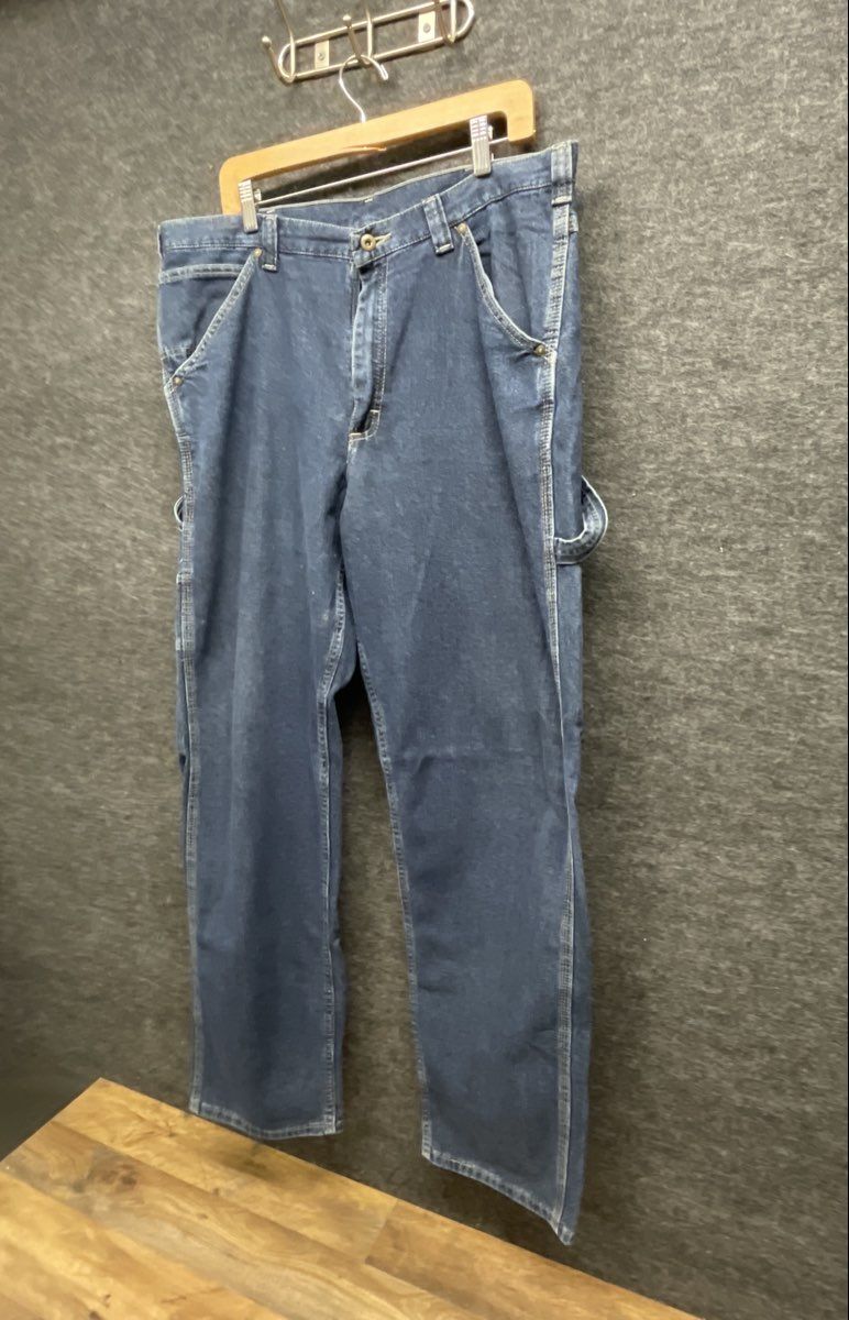Lee Men's Dark Blue Carpenter Denim Utility Workwear Jeans Sz 38x34