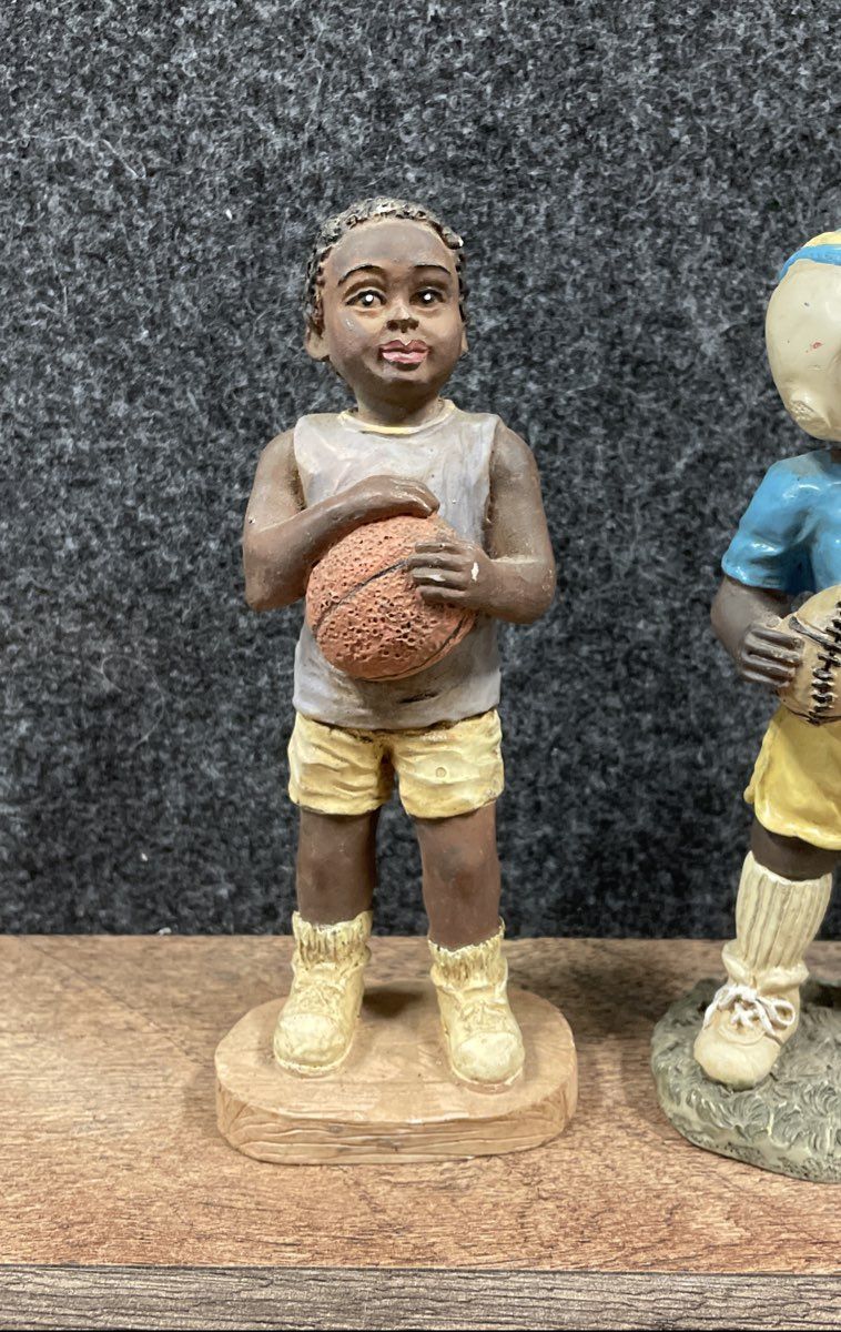 African American Figurine Lot of 4 Resin Collectible Hand Painted Statues