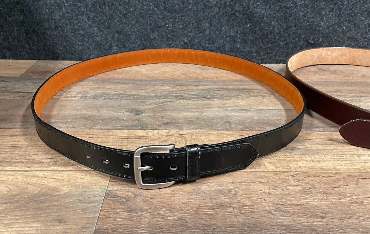 Men's Leather Belts Lot of 2 Black Brown Genuine Leather USA & China Sz 50