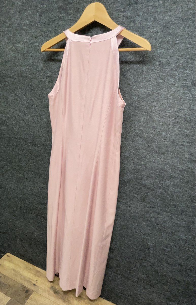 Datiani Women's Pink Halter Neck Maxi Dress Bow Detail Side Slit Gown
