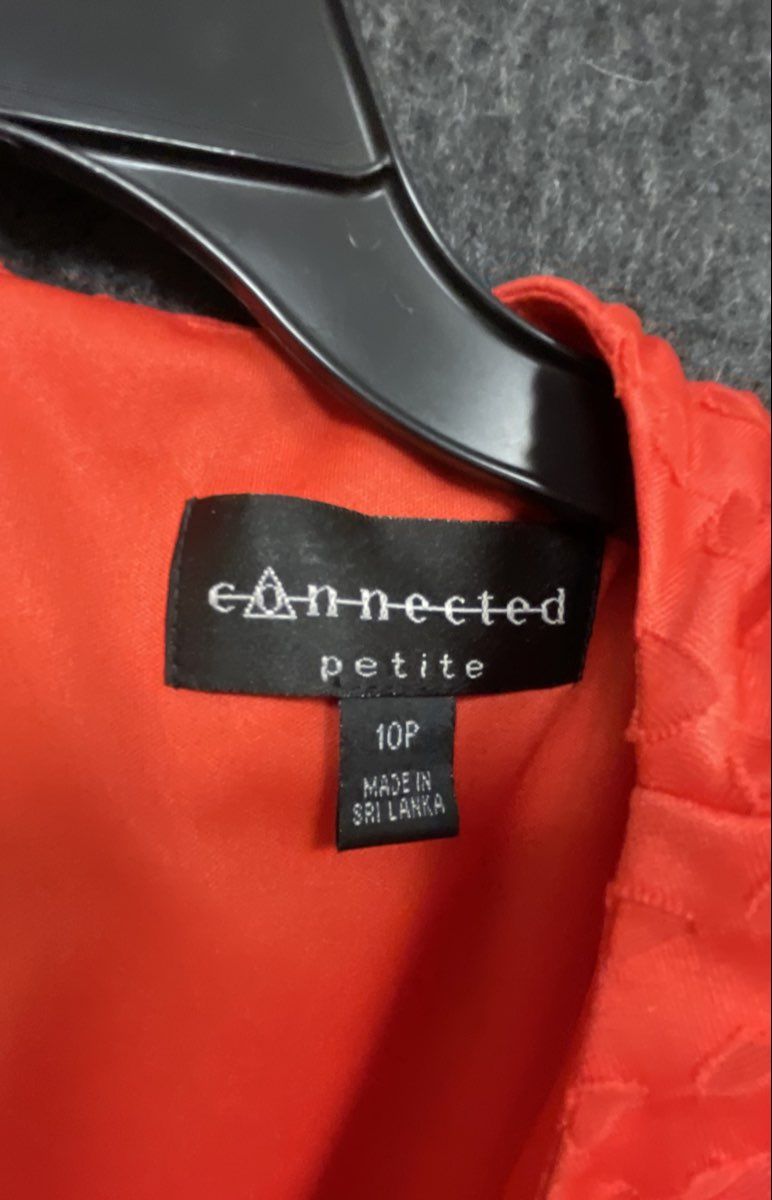 Connected Petite Women's Sheath Dress Orange Eyelet Textured NWT Sz 10P