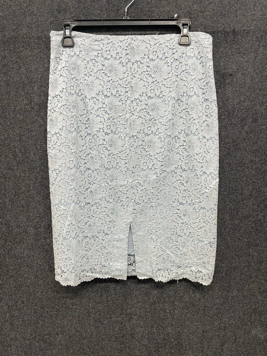 Zara Basic Collection Women's Light Blue Floral Lace Pencil Skirt Sz M