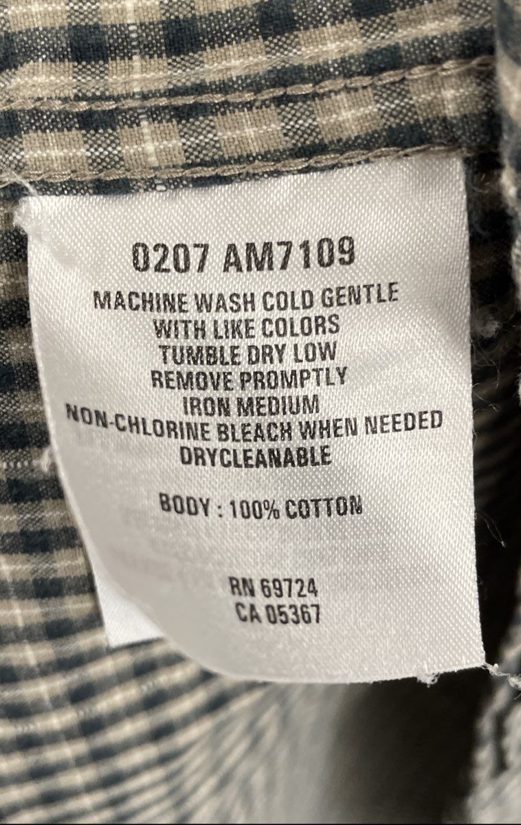 Columbia Men's Long Sleeve Button Up Shirt Gray Navy Gingham Check Cotton Sz L