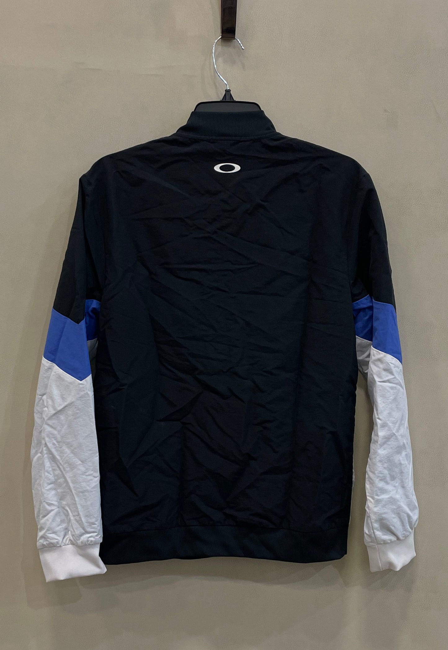 Oakley Men's Black Blue White Colorblock Custom Fit Lightweight Zip Jacket Sz XS