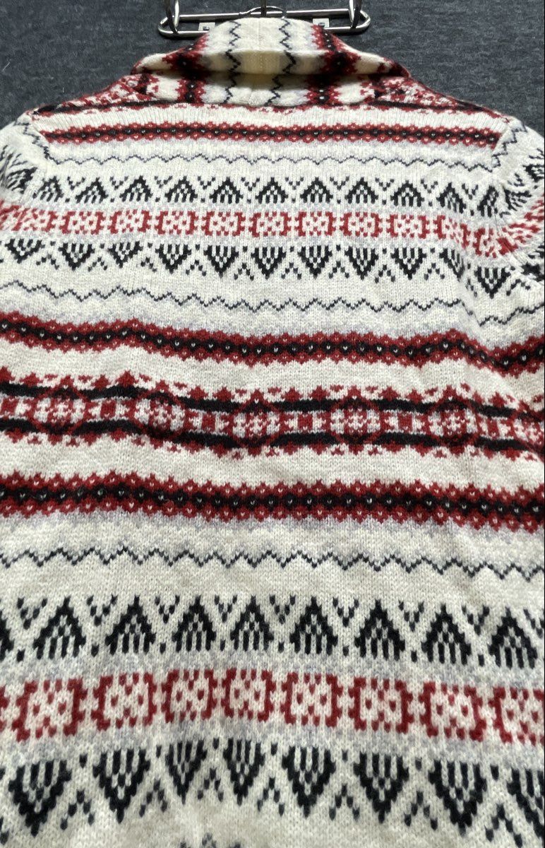 Cambridge Dry Goods Women's Cardigan Cream Fair Isle Shawl Collar Lambswool S