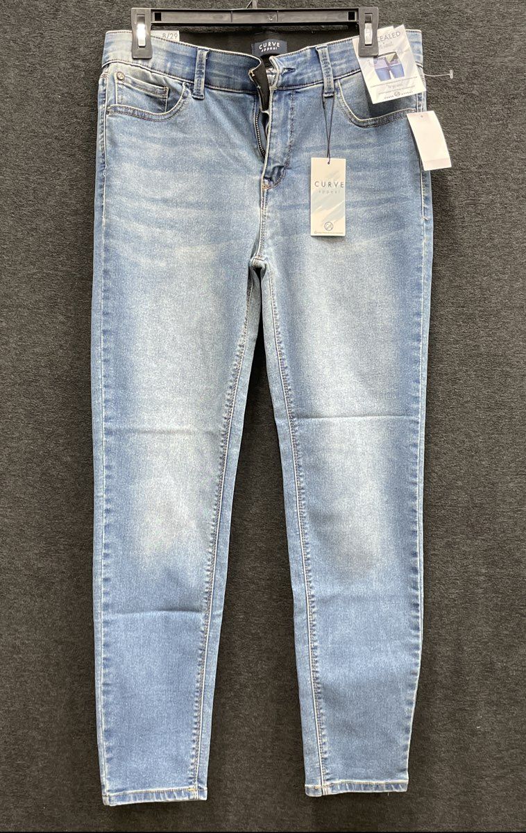 Curve Appeal Women's Curve Jeans Light Wash No-Gap Waist Skinny Sz 8/29 NWT