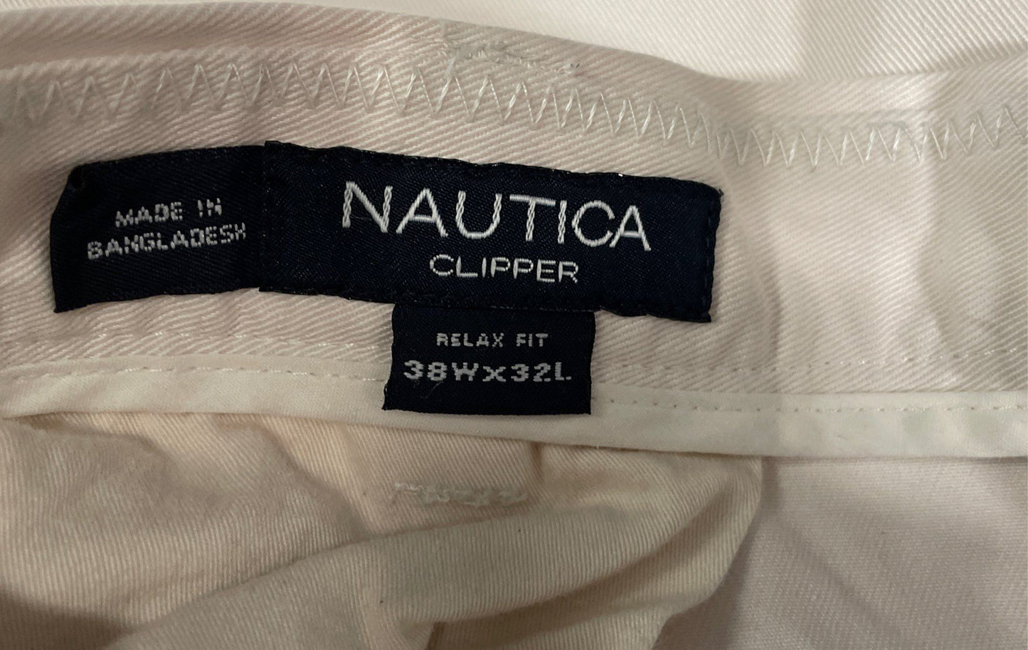 Nautica Men's Clipper Relaxed Fit Chino Pants Lot of 2 Khaki White Sz 38x32