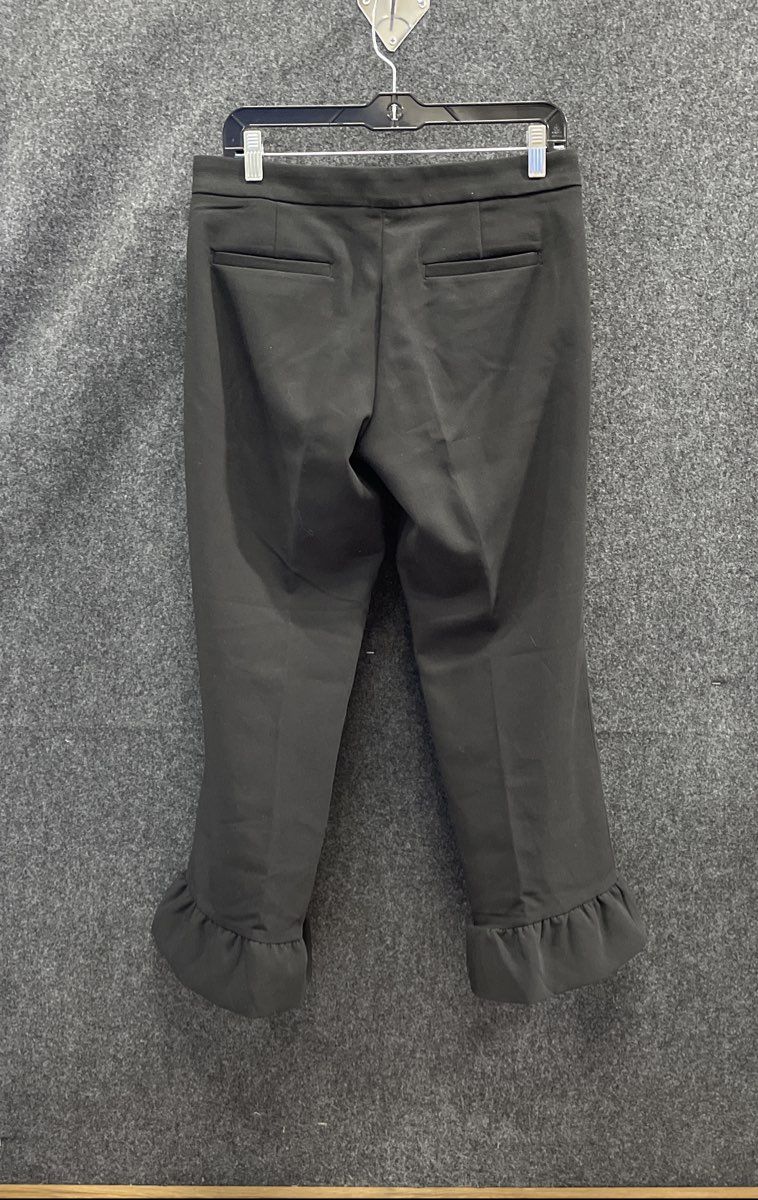 Banana Republic Women's Logan Crop Pants Black Ruffle Hem Stretch Tapered Size 4