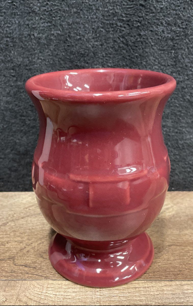 Longaberger Pottery Burgundy Red Basketweave Pedestal Mug Vitrified Stoneware