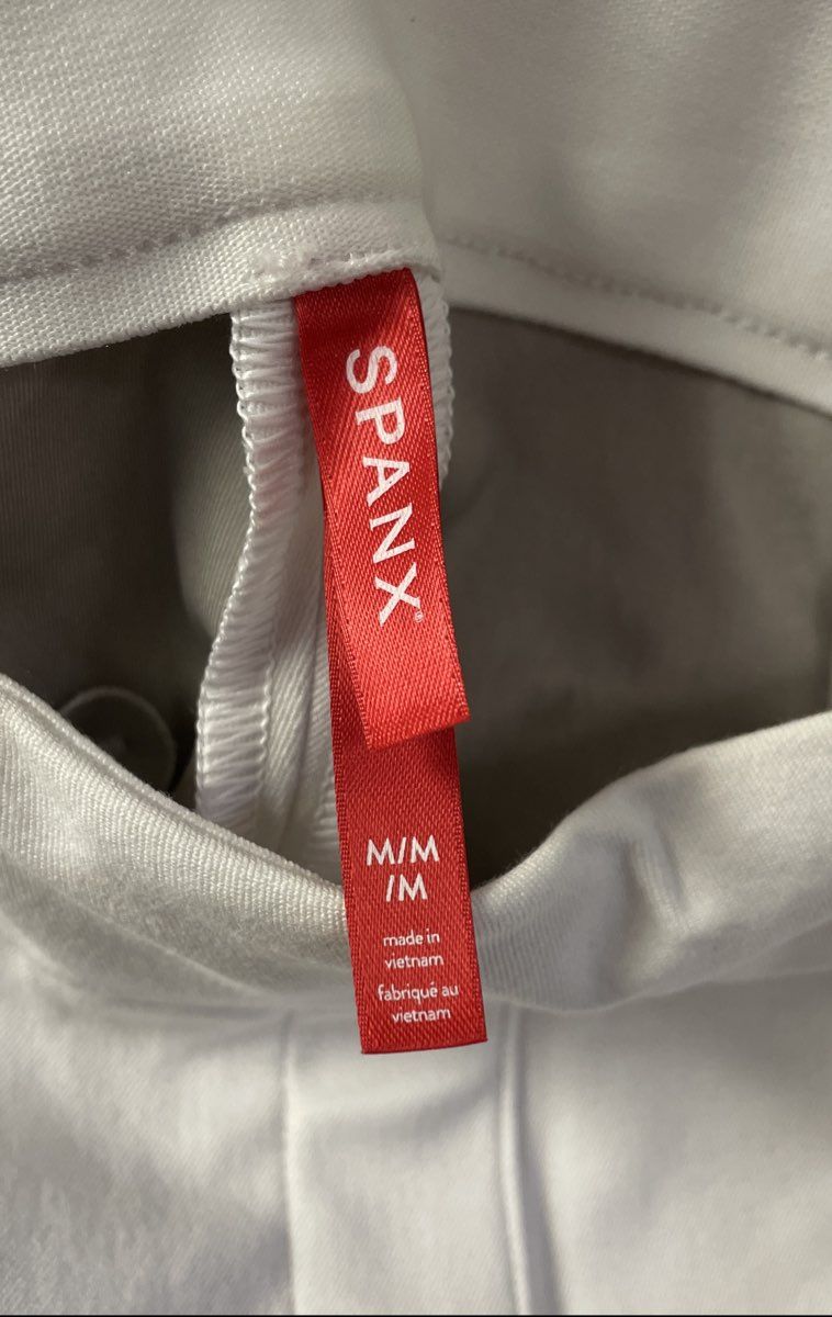 Spanx Women's Slim Straight Pants Classic White Tall Cotton Blend Size M NWT