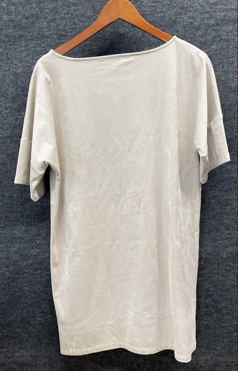 Zara Basic Women's Beige Perforated Laser Cut Long Shirt Tunic Sz S