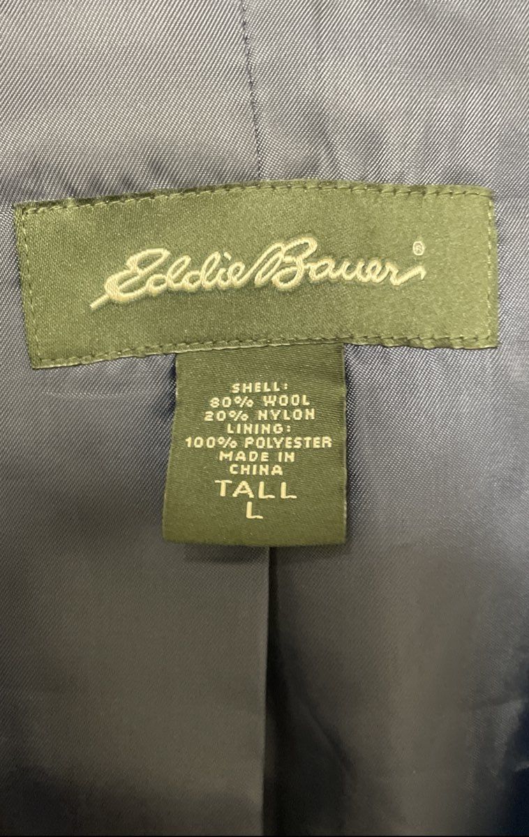Eddie Bauer Women's Navy Wool Blend Double Breasted Peacoat Jacket Sz L Tall