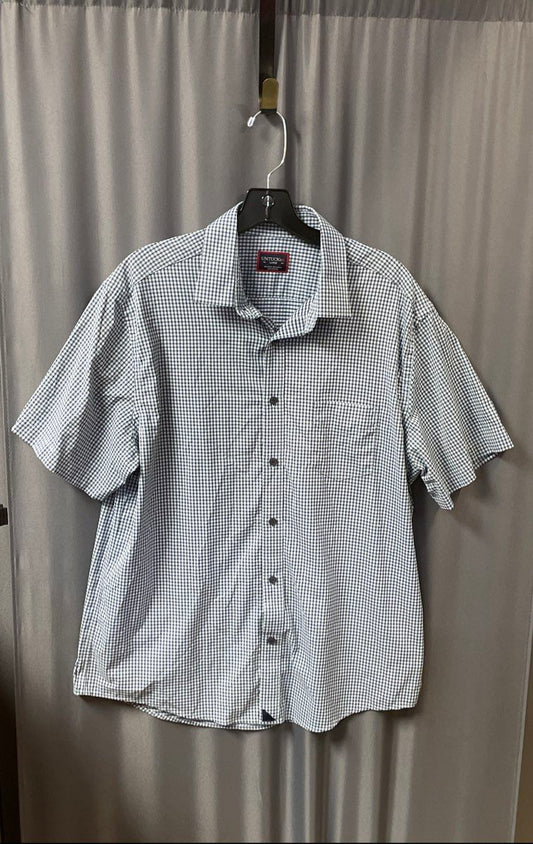UNTUCKit Men's Blue White Gingham Plaid Short Sleeve Button Down Shirt Sz L