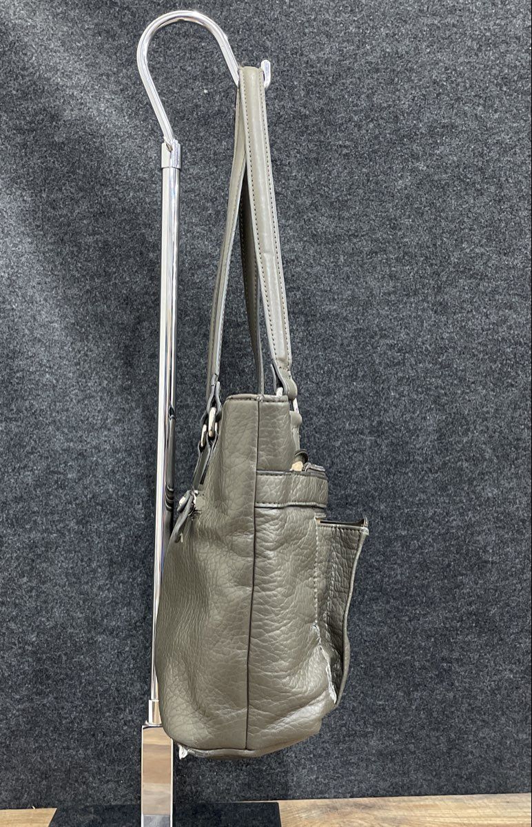 Giani Bernini Grey Pebbled Leather Shoulder Bag Tote Silver Hardware